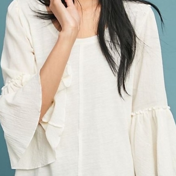 Anthropologie Bordeaux Foster Bell-Sleeves Top - Picture 1 of 5